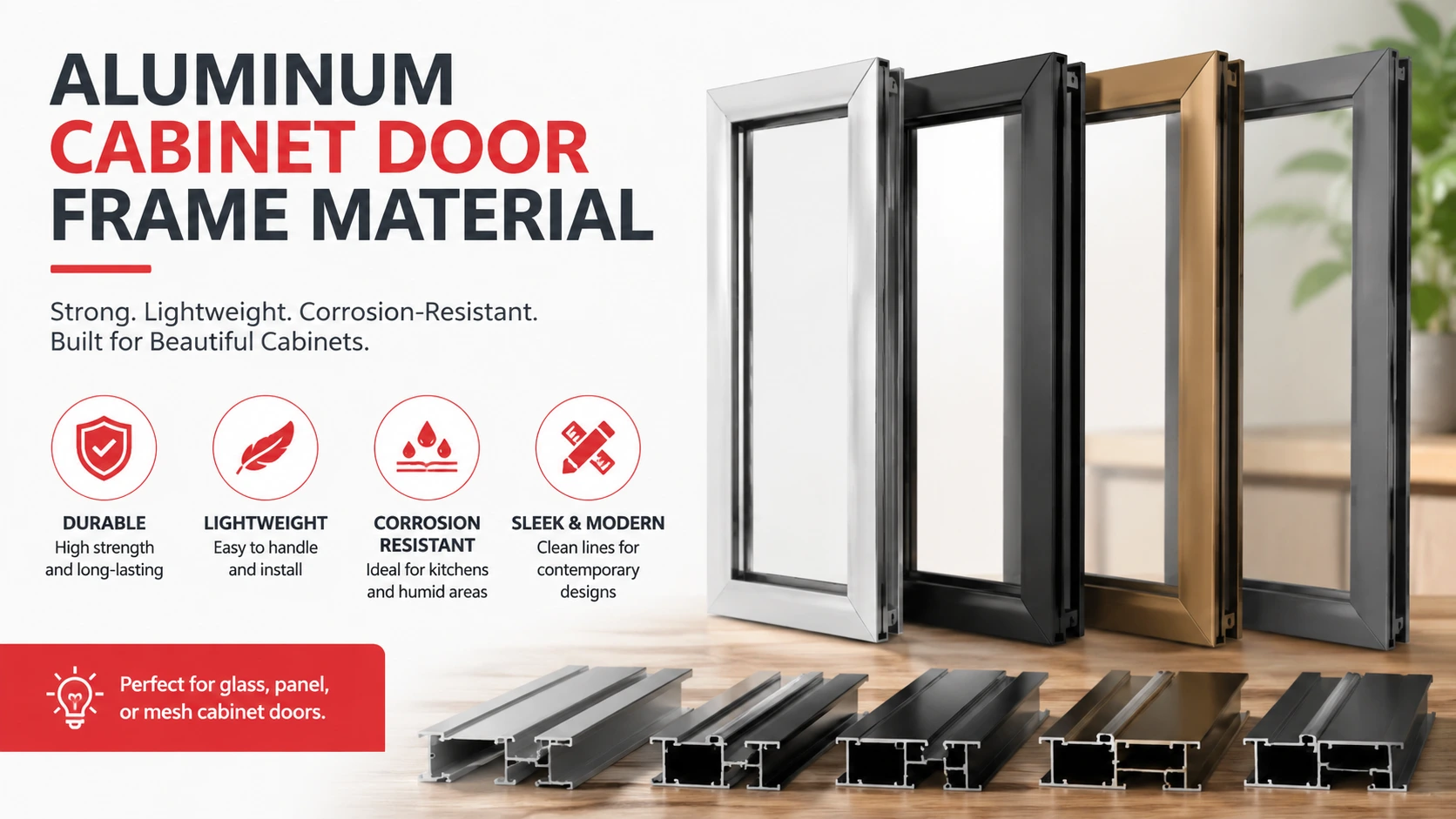 aluminum cabinet door frame material