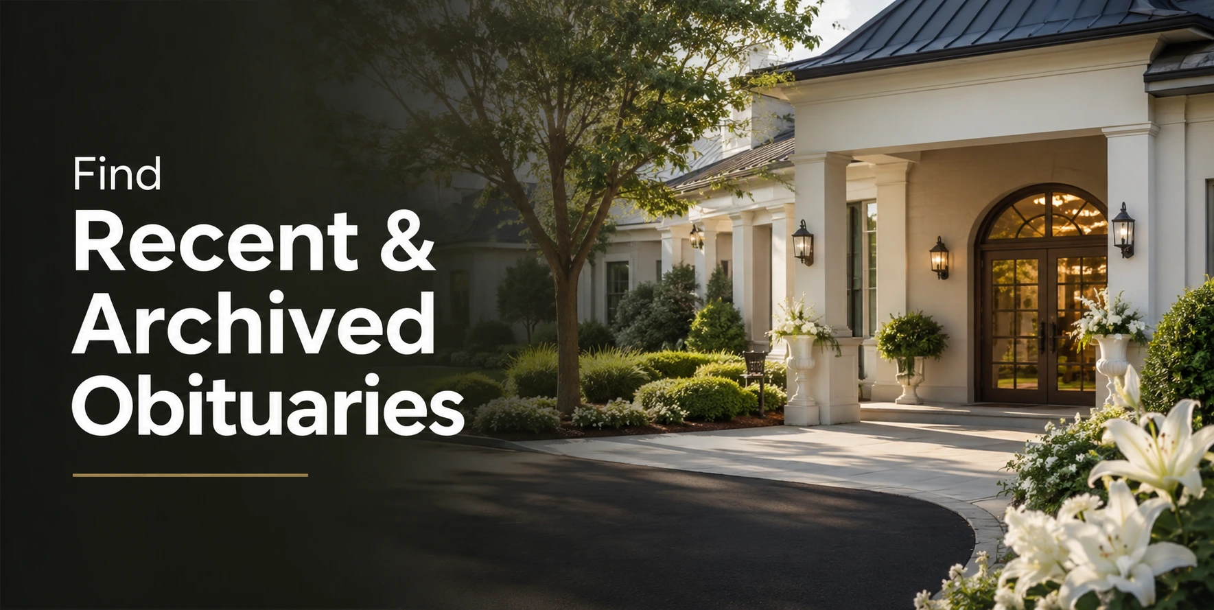 Banner promoting how to find recent and archived Leeside Funeral Home obituaries online.