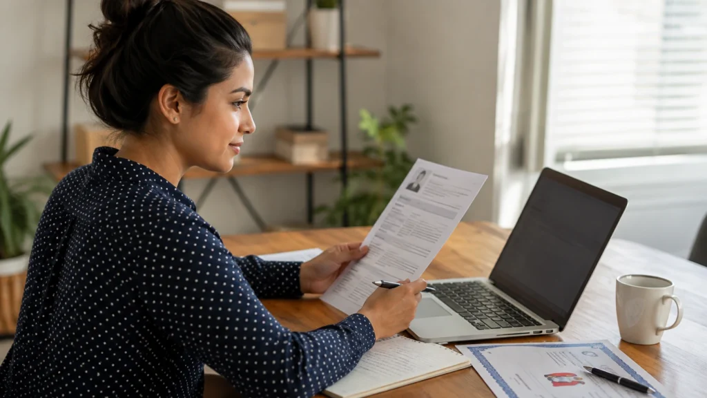 Applicant creating a resume for a home help position in the United States.