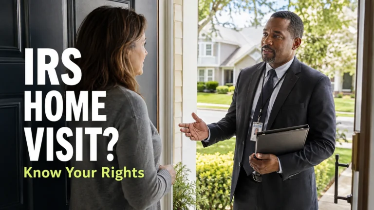 IRS Revenue Officer speaking with a homeowner during a possible IRS home visit