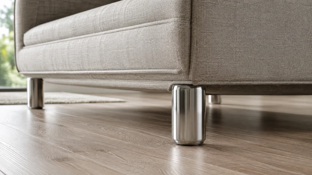 OSP Pacific Sofa barrel-shaped chrome and silver finish legs