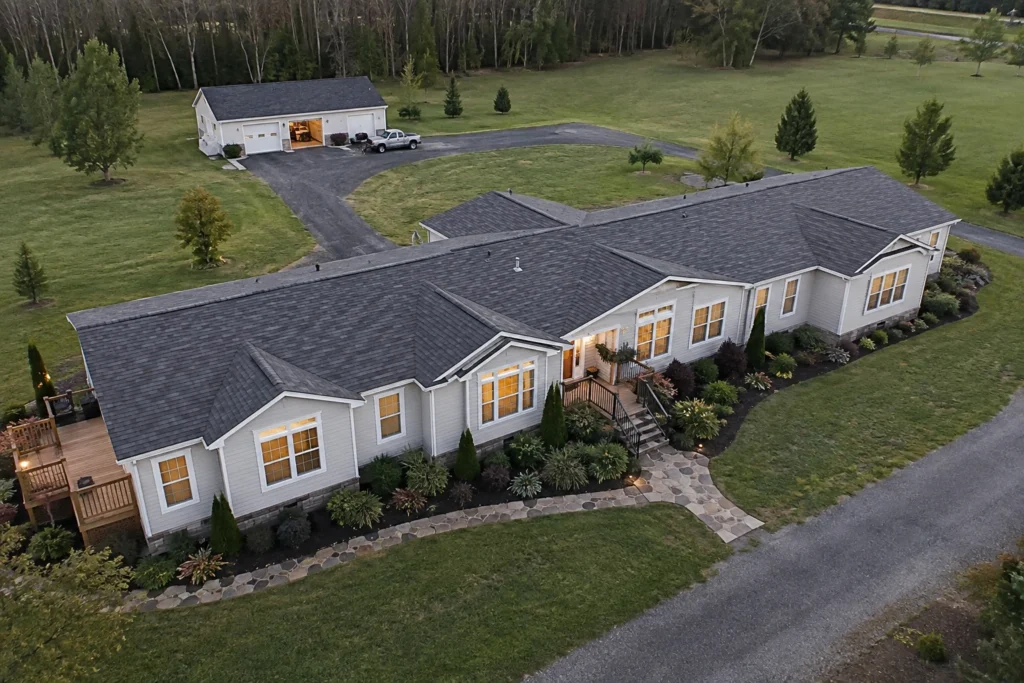 Large triple wide manufactured home showing its spacious footprint